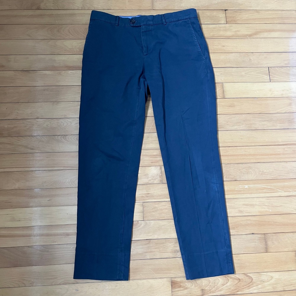 Brunello Cucinelli Mens Navy Blue Cotton Chino Trousers Made in Italy Size 48 32